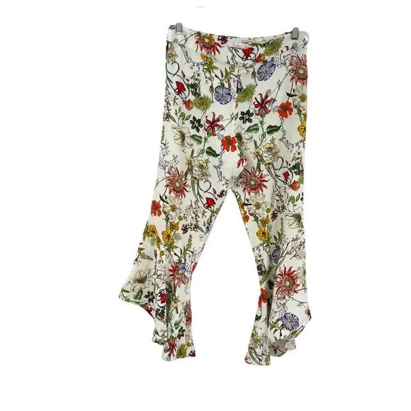 Parker Zizi Pant in Sangria Floral Botanical Flared Bell Bottom Cream Size 8‎ - Picture 2 of 13